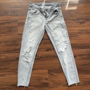 Zara Light Grey Distressed Basic Denim Size 6